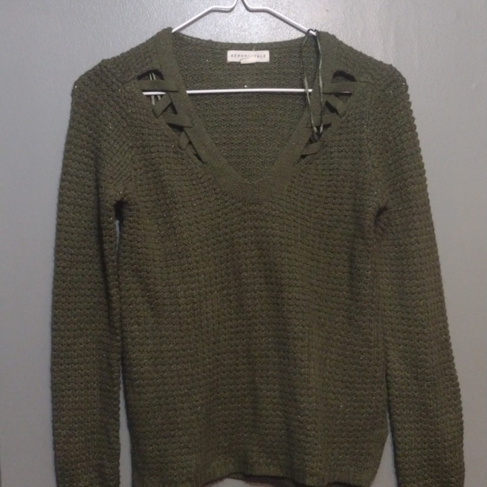 Aeropostale dark green sweater size small knit